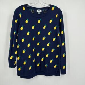 Old‎ Navy Womens Pullover Sweater Size M Lemon Fruit Cottagecore Farmhouse Charm